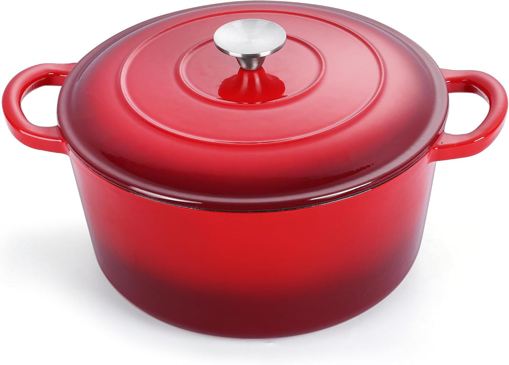 E-far Dutch Oven Pot with Lid, 5 Quart Enameled Cast Iron Round Dutch Oven
