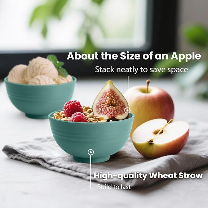 Wheat Straw Bowls Set of 8, Microwave and Dishwasher Safe, Unbreakable and - Image 3