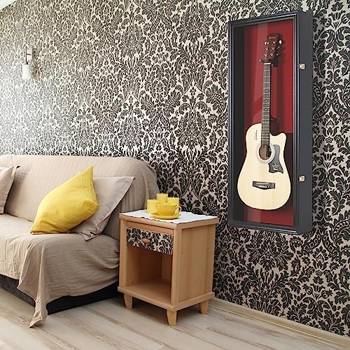 DisplayGifts 42" Electric Guitar Display Case Cabinet Shadow Box with Gu...