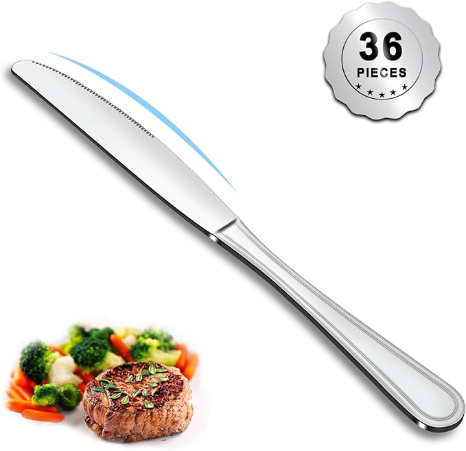 Dinner Knives Set of 36, 9” Butter Knives by Gymdin