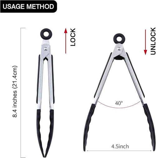 7 inch Cooking Tongs, MSY BIGSUNNY Set of 3 Mini Kitchen Tongs Silicone Serving - Image 2