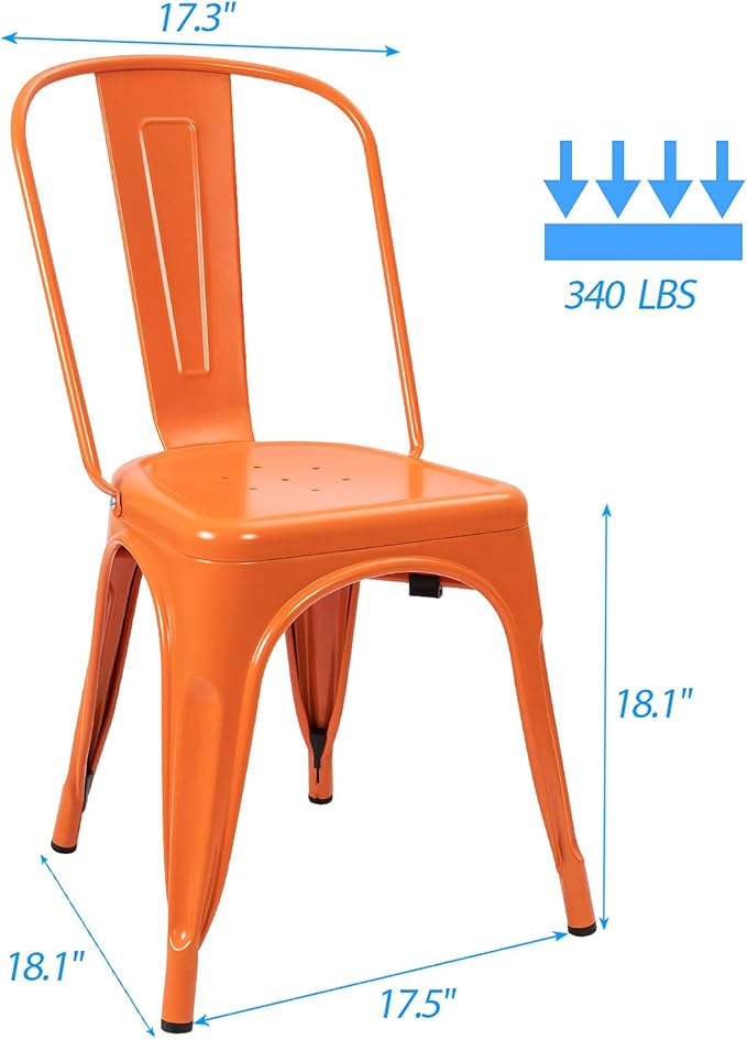 Devoko Metal Indoor-Outdoor Chairs Distressed Style Kitchen Dining Chairs Sta...