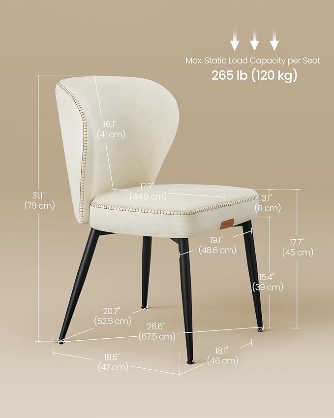 VASAGLE EKHO Collection - Dining Chairs Set of 2, Upholstered Kitchen Chairs,...