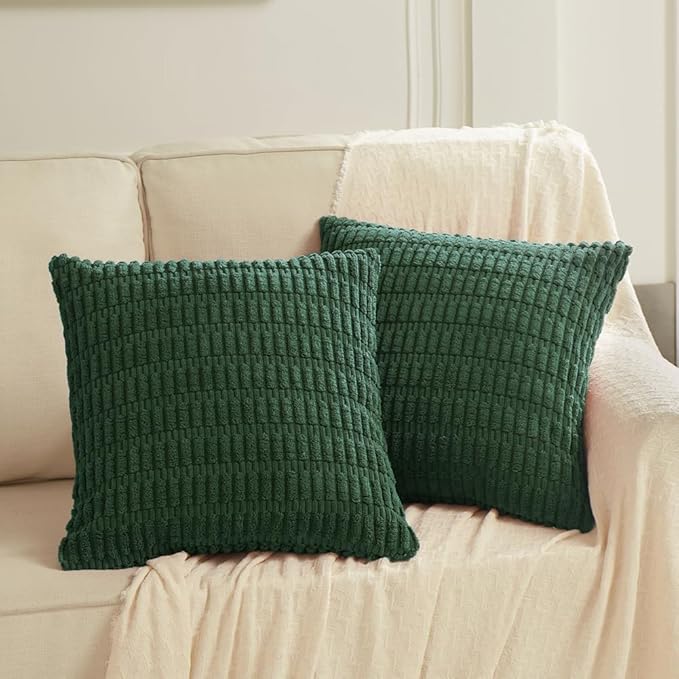 Fancy Homi Set of 4 Dark Green Boho Decorative Throw Pillow Covers 20x20 Inch - Image 6
