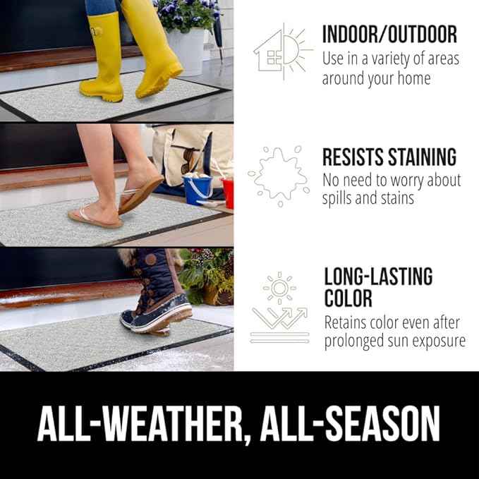 GORILLA GRIP 100% Waterproof All-Season WeatherMAX Doormat US Designed Natural - Image 3