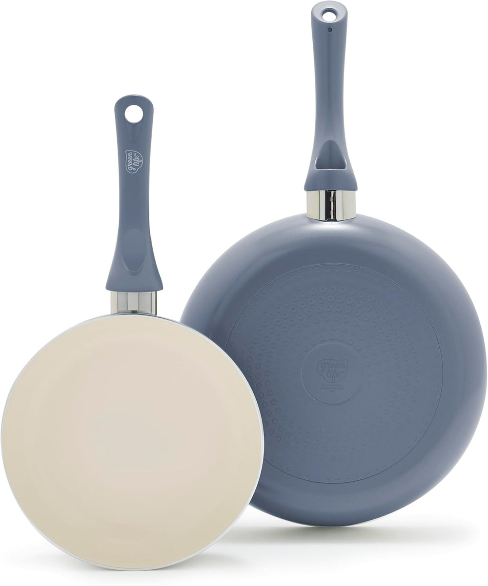 GreenLife 2-Piece Nonstick Frying Pan Set, 8” & 10” Skillets, Non-Toxic C...