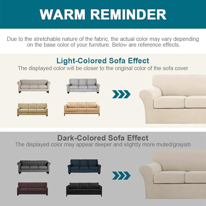 Turquoize 4 Piece Sofa Covers for 3 Cushion Couch Sofa Slipcover Soft Couch - Image 6