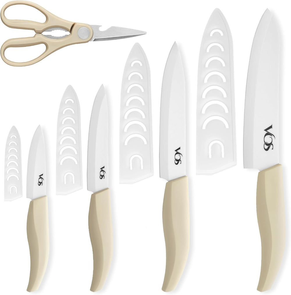 Vos ceramic knives set for kitchen in gift box, 5 ceramic knife