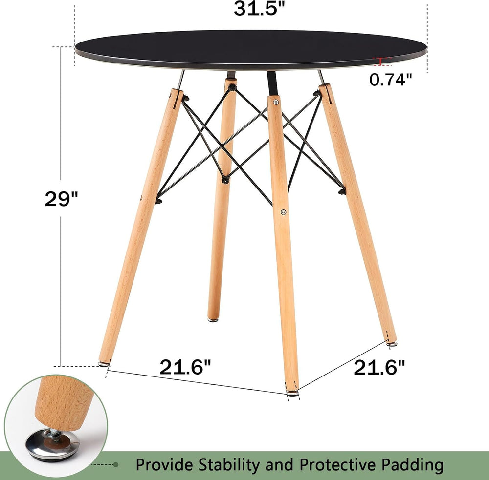 31.5 Inch Small Round Dining Table for 4 People Kitchen Home Modern Leisure W...