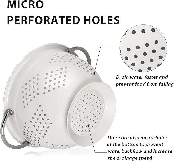 Hillbond Colander Set for Kitchen, 5 Qt Stainless Steel Handle Food Strainers - Image 5