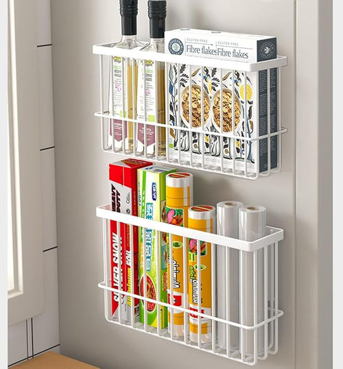 2 Piece Kitchen Cabinet Door Storage Box, Self Adhesive Wall Mounted Storage by EigPluy
