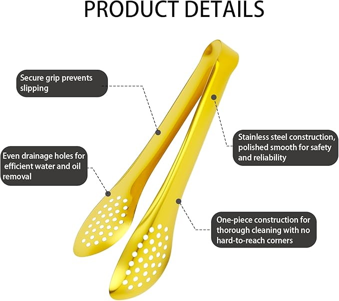 6 PCS Gold Serving Tongs for Party 7 Inch Stainless Steel Serving Utensils for - Image 4