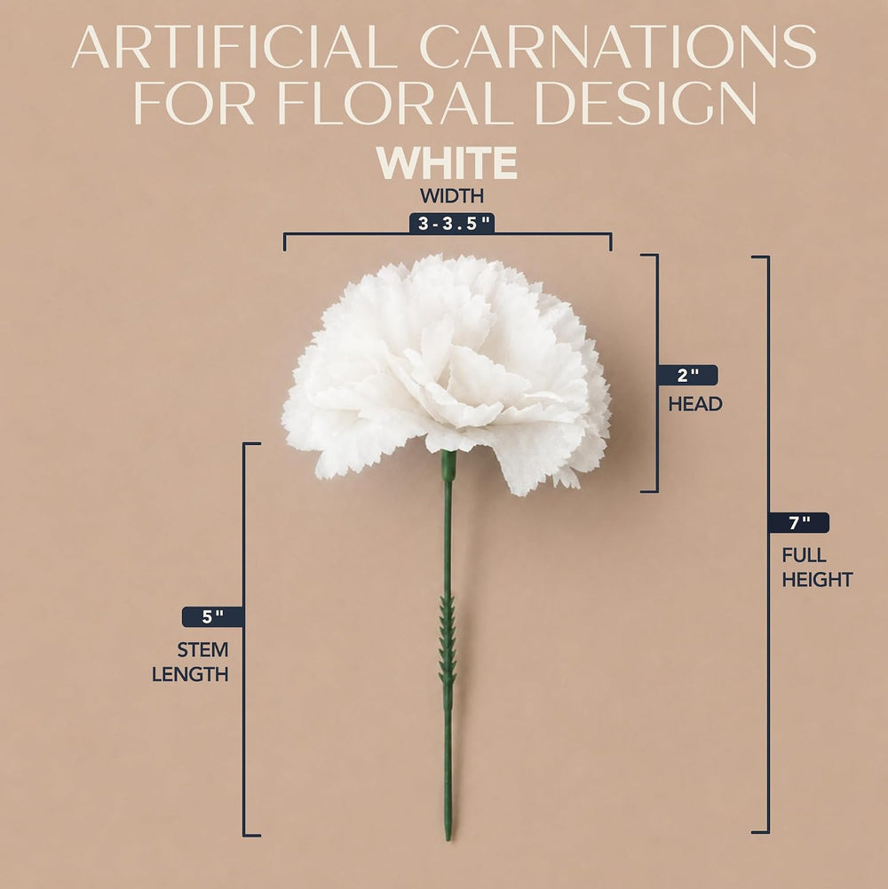Royal Imports Carnation Artificial Flowers for Weddings – White 100pk