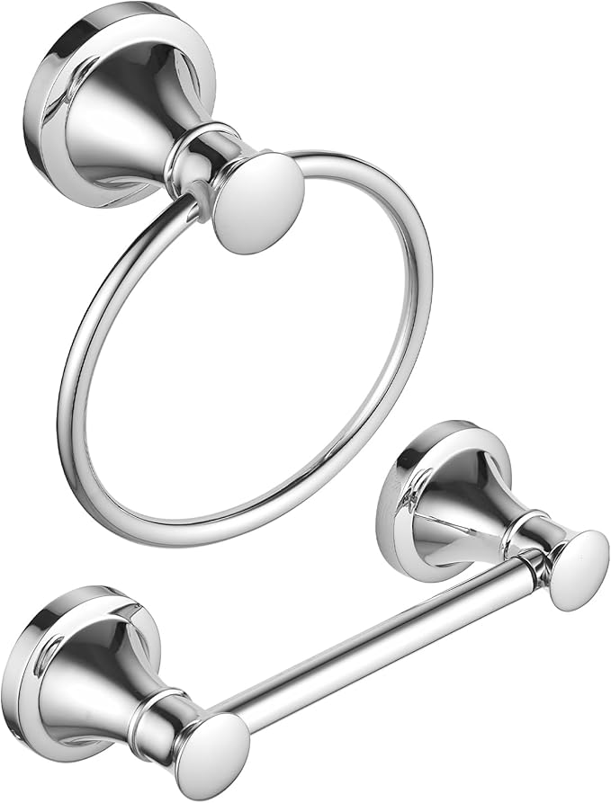RUMOSE Toilet Paper Holder and Hand Towel Ring Polished Chrome Wall Mount by RUMOSE
