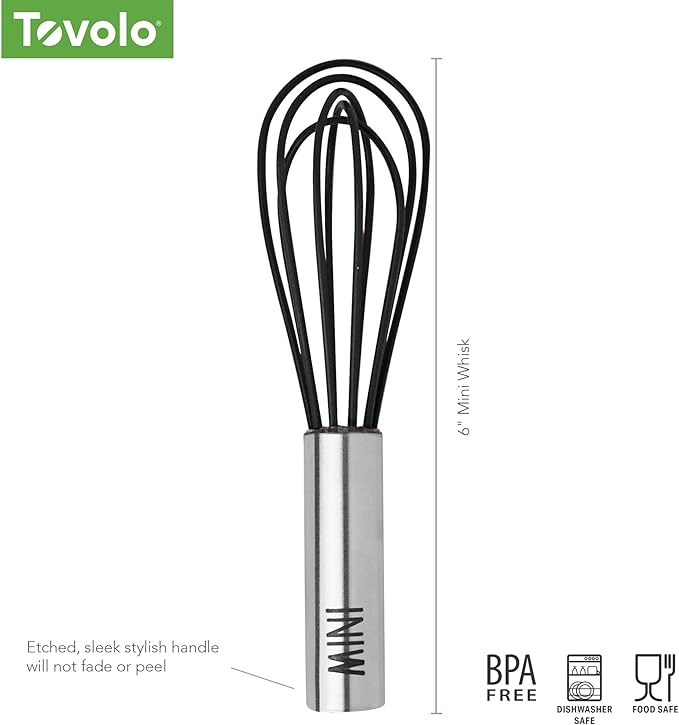 Tovolo Mini Whisk Stainless Steel 6 Inch Tiny Whipper Silicone Whisker - Image 6