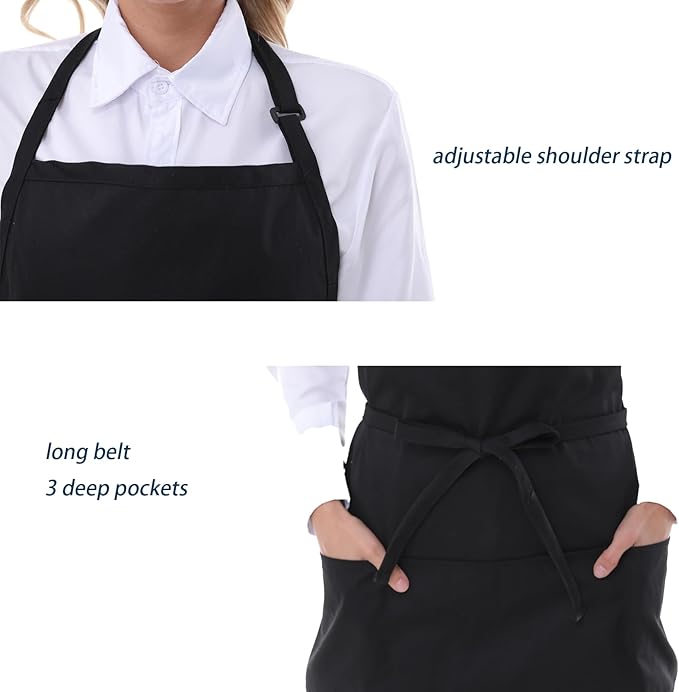 Aprons for Women with 3 Pockets, Server Apron, Aprons for Cooking, Chef Apron - Image 5
