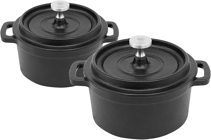 Flavehc Mini Cocotte 16 oz Pre-Seasoned Mini Dutch Oven 0.5 qt. Cast Iron by FLAVEHC