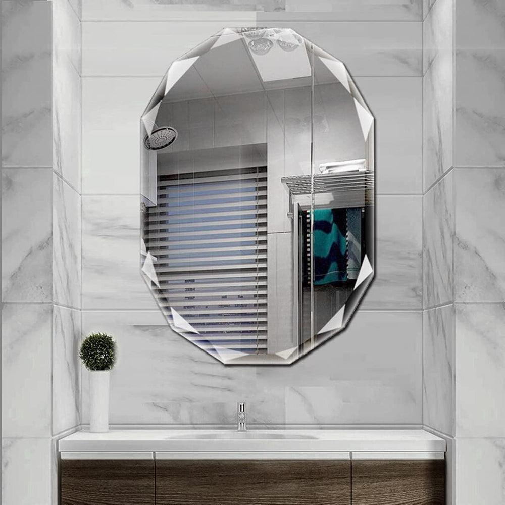 SNUGACE Frameless Beveled Bathroom Wall Mirror, 24 x 36 Inch