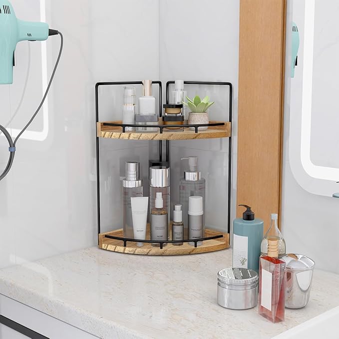 Dorhors 2-Tier Bathroom Counter Organizer, Vanity Counter Corner Shelf - Image 2