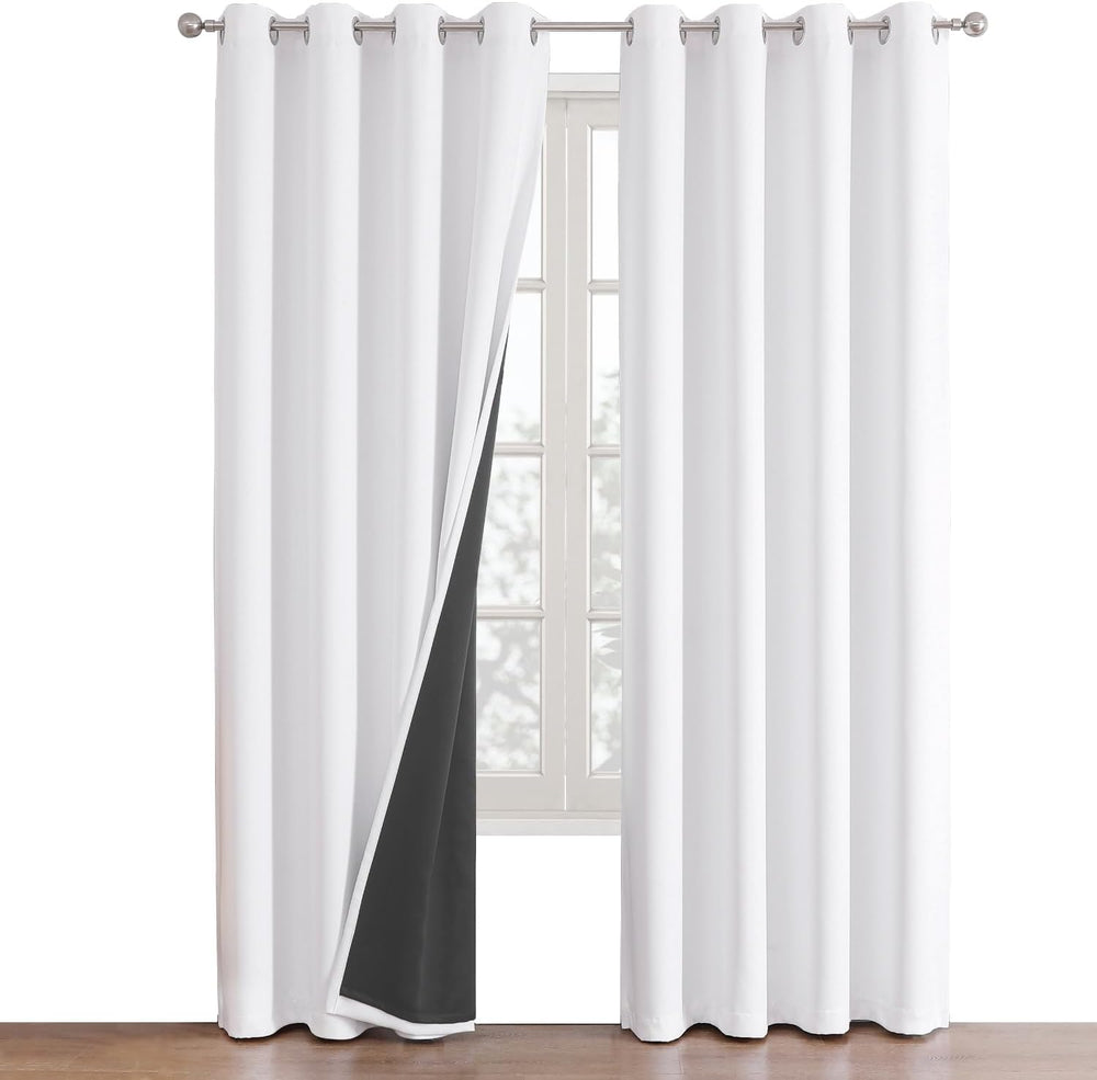 ChrisDowa White 100% Blackout Curtains for Bedroom 84 Inches Long 2 Panels