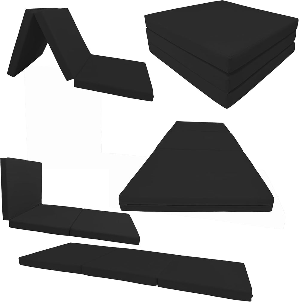 D&D Futon Furniture Trifold Foam Beds, Floor Tri-Fold Bed, Foldable Shiki...