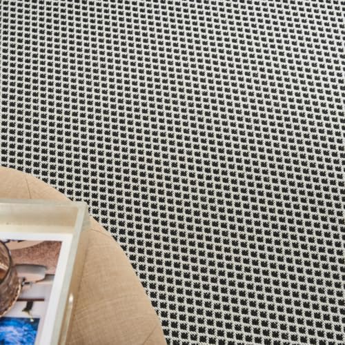 Nourison Home Courtyard Black White 9' x 12' Area Rug - Easy Clean, N...