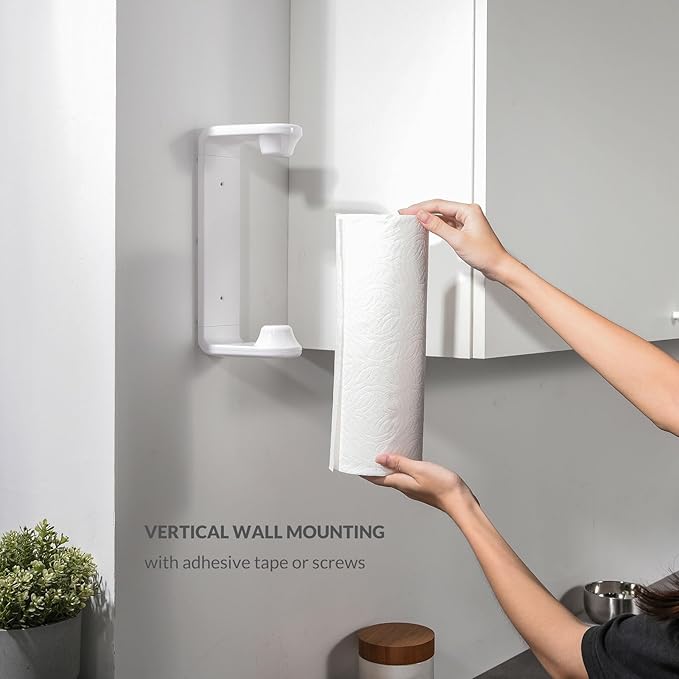 simpletome Paper Towel Holder Under Cabinet or Wall Mount ONE Hand Operation - Image 7