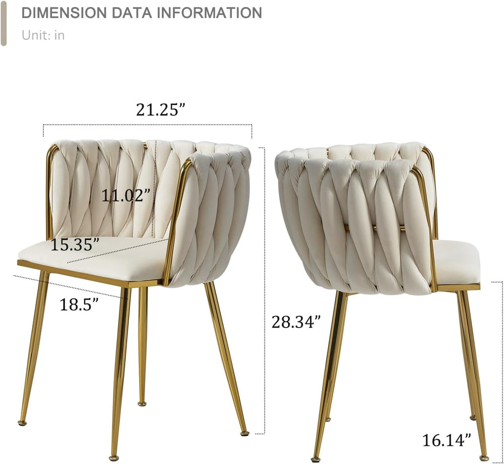Dining Chairs, Beige Velvet Dining Chairs Set of 4