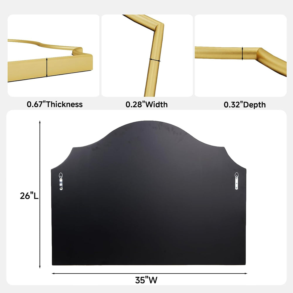 26"x35" Gold Arched Wall Mirror, Decorative Mirror