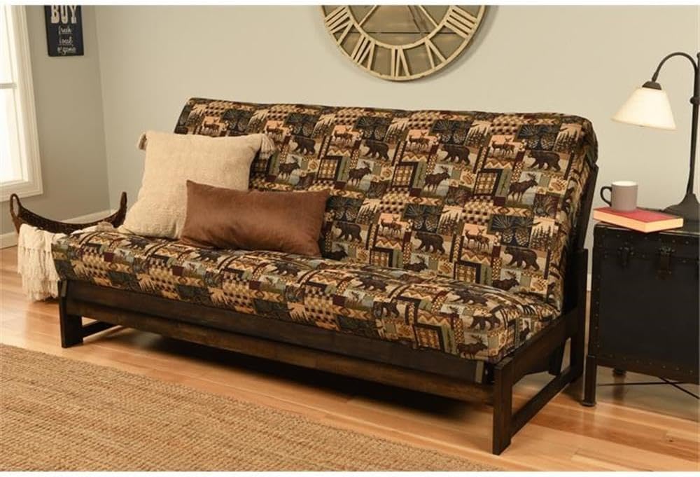 Pemberly Row 8" Full Size Spring Futon Mattress Replacement, Linen Fabri...