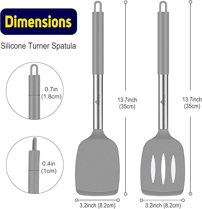 HOTEC Silicone Spatula Set of 2 Heat-Resistant 600°F & BPA-Free Kitchen - Image 5