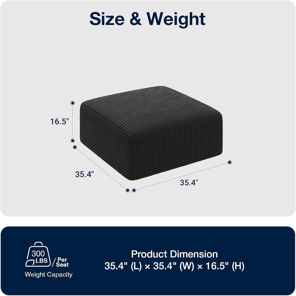Avenco 35.4” Modular Ottoman, Corduroy Fabric, Zero Assembly Multifunctional ...