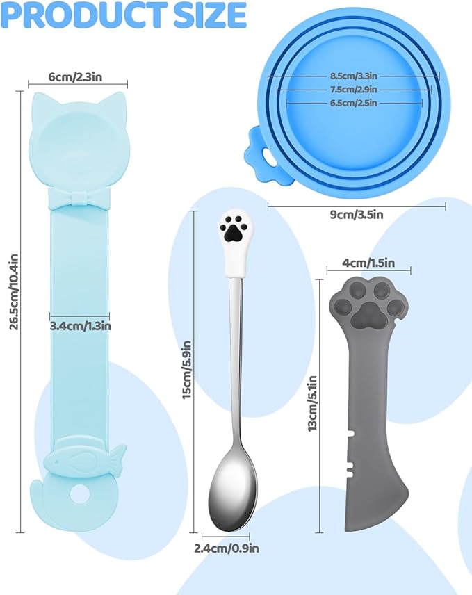 5 PCS Cat Food Can Covers Lids Set, Silicone Pet Food Can Lids - Image 2