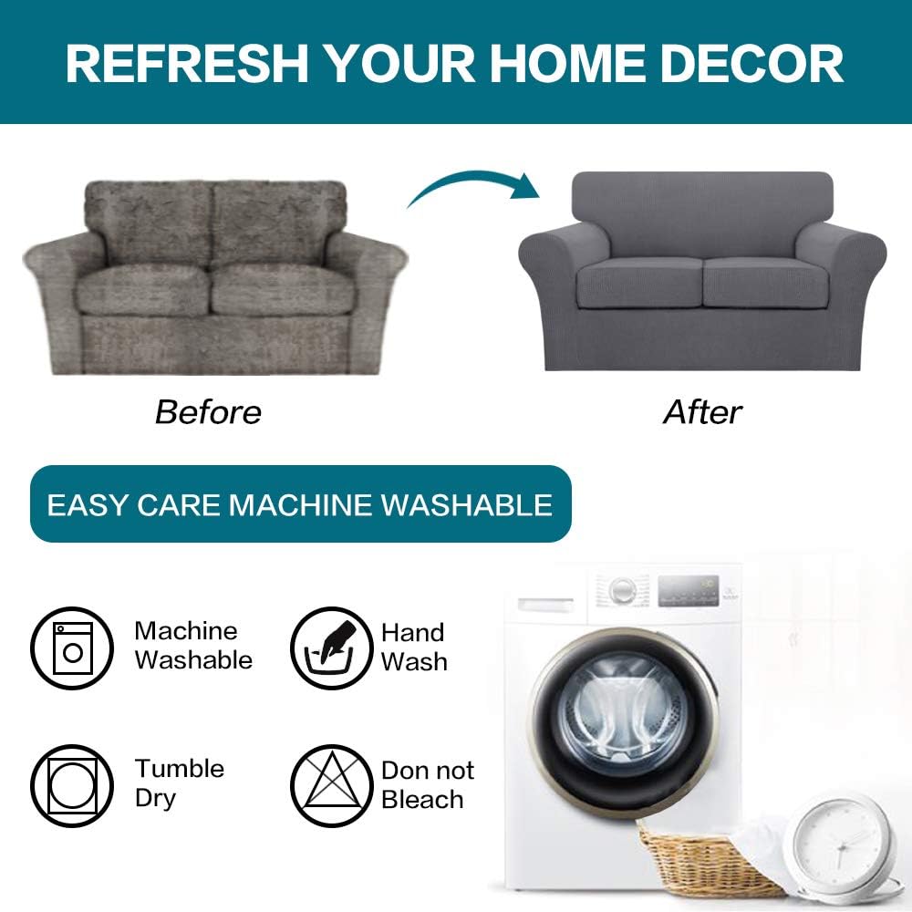 Turquoize 3 Piece Sofa Covers for 2 Cushion Couch Sofa Slipcover Soft Couch C...