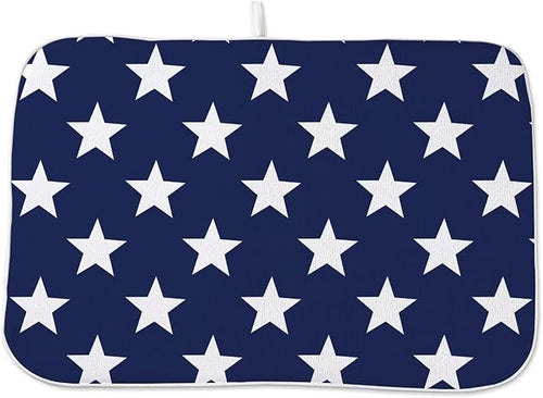 4th of July Dish Drying Mat 18 x 24 inch Independence Day Blue Stars Decorative by AEIOAE