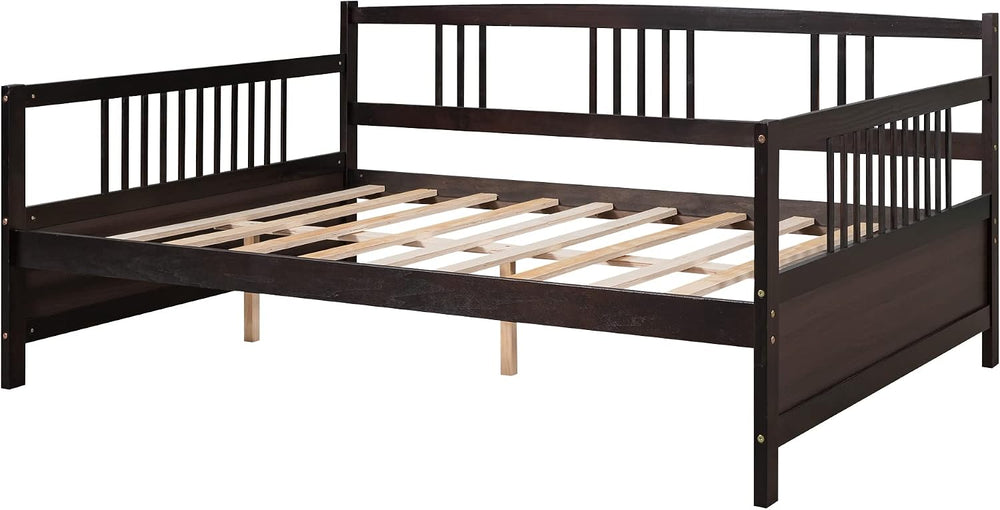 Harper & Bright Designs Corner Bed Frame Full Size with Rails, Modern Woo...
