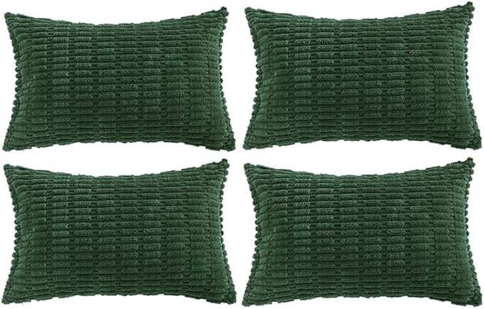 Fancy Homi Set of 4 Dark Green Lumbar Rectangle Decorative Throw Pillow Covers by Fancy+Homi