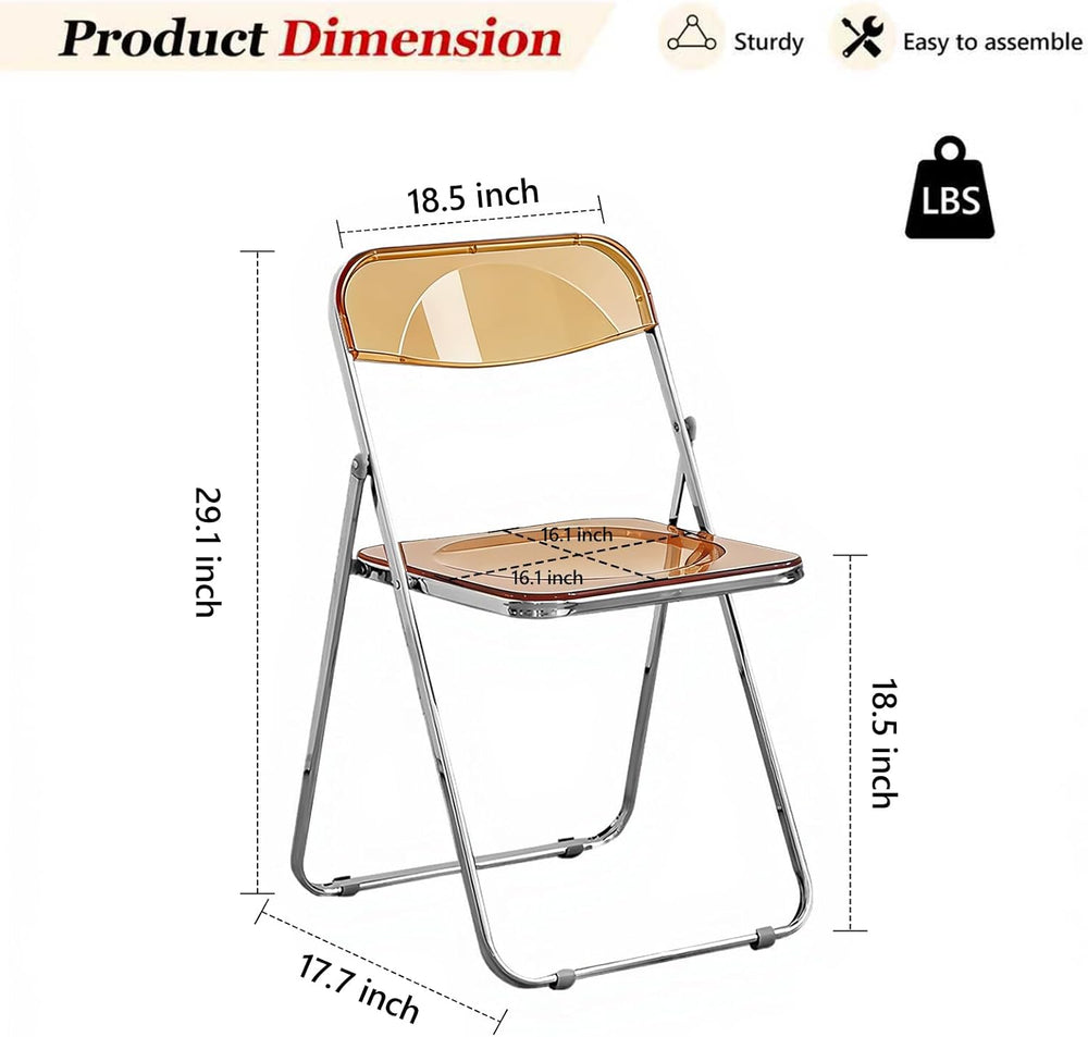 4 Pack Acrylic Folding Chair,Brown