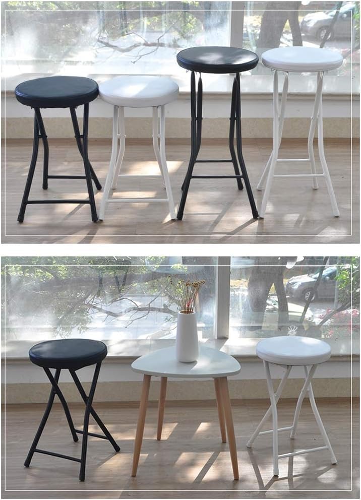 Padded Folding High Chair for Kitchen Bar Stool Compact Furniture Round Desig...