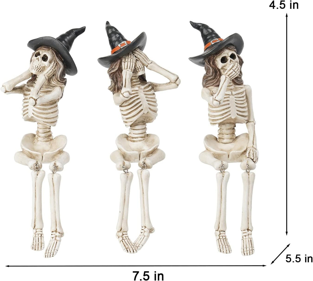 Newman House Studio Halloween-Décorations No-Evil-Skeleton-Figurines
