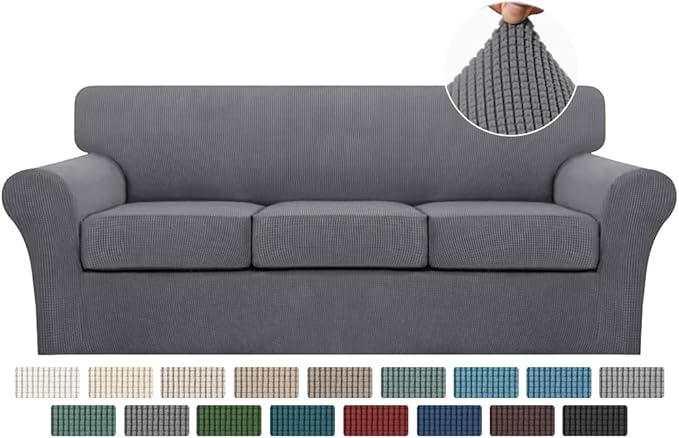 Turquoize 4 Piece Sofa Covers for 3 Cushion Couch Sofa Slipcover Soft Couch by Turquoize