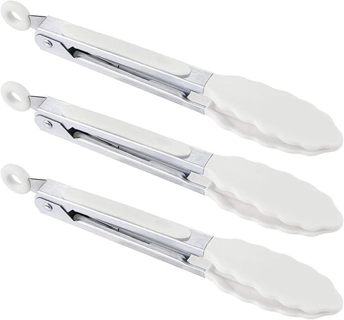 7 inch Cooking Tongs, MSY BIGSUNNY Set of 3 Mini Kitchen Tongs Silicone Serving by MSYBIGSUNNY