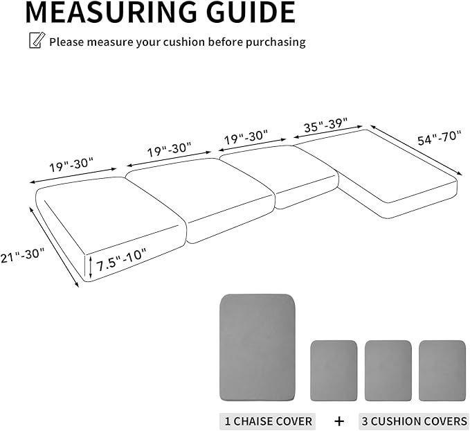 Easy-Going Stretch 4 Pieces Couch Cushion Covers