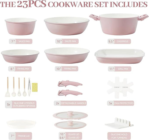23Pcs Ceramic Cookware Set Non Stick Pots and Pans Set Non Toxic - Image 2