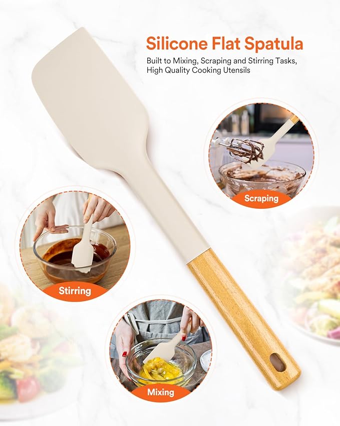 Silicone Heavy-Duty Spatula, Sturdy Bpa-Free Matte Silicone, Wooden Handle - Image 6