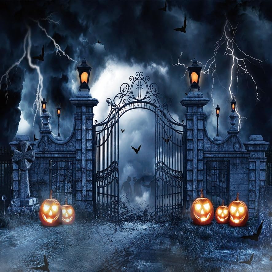 Scary Halloween Backdrop Pumpkin Photo Background for Horrible Halloween Them...