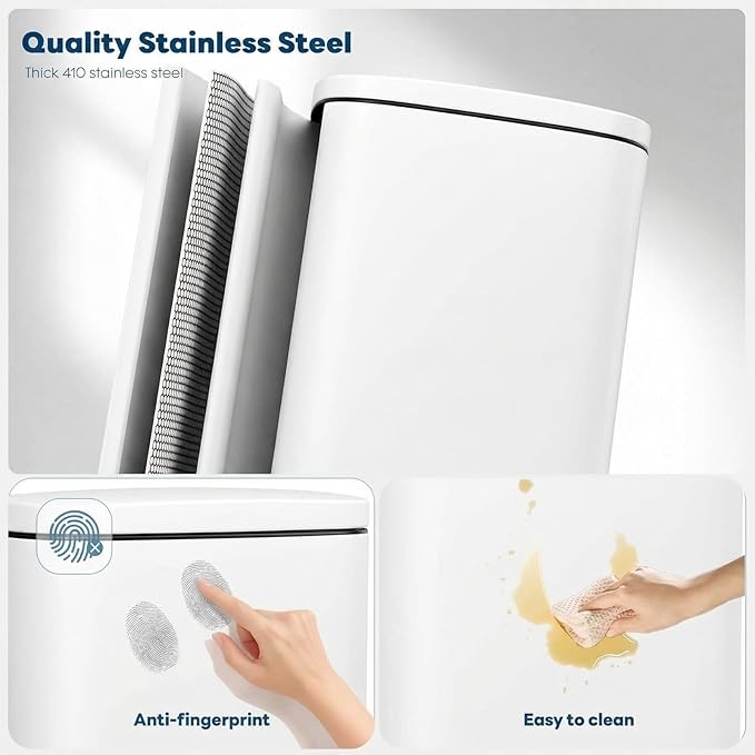 13.2 Gal Kitchen Trash Can, 50L Recycling or Garbage Bin, Brushed Stainless - Image 3