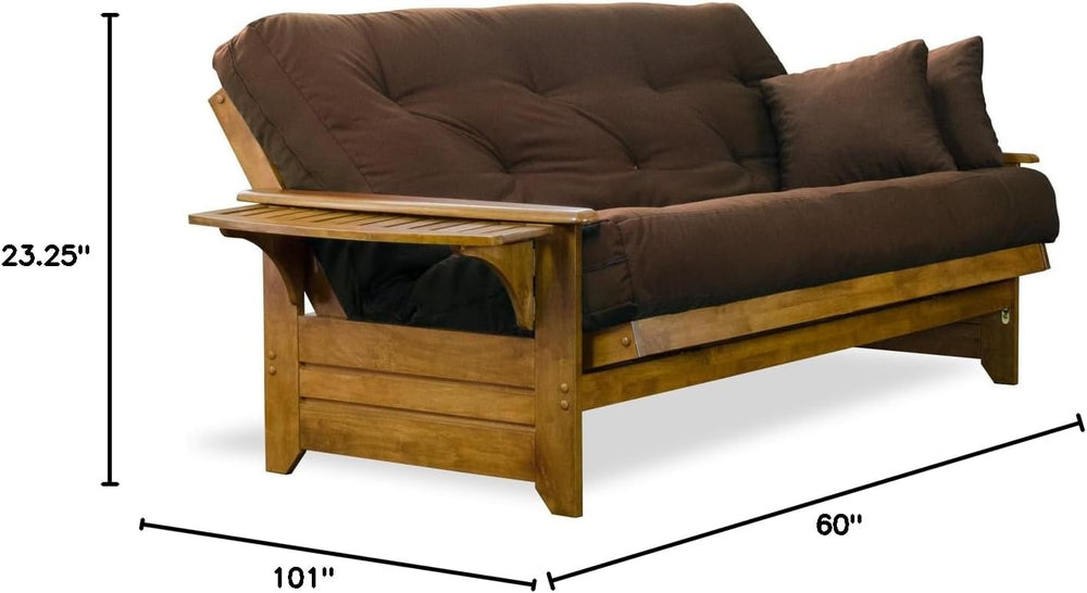 Nirvana Futons Brentwood Tray Arm Futon Sofabed Set - Queen Frame, 8" Mi...