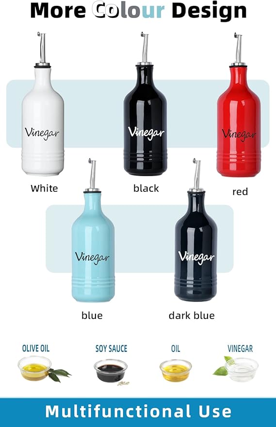 Farmhouse Ceramic Oil and Vinegar Dispenser Bottle Set, 15 oz - Image 6