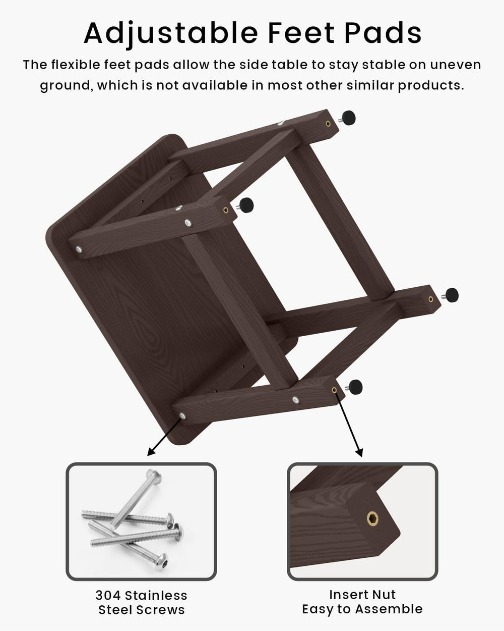 Weatherproof Outdoor Side Table, HDPE Small Outdoor Table for Adirondack, 16....